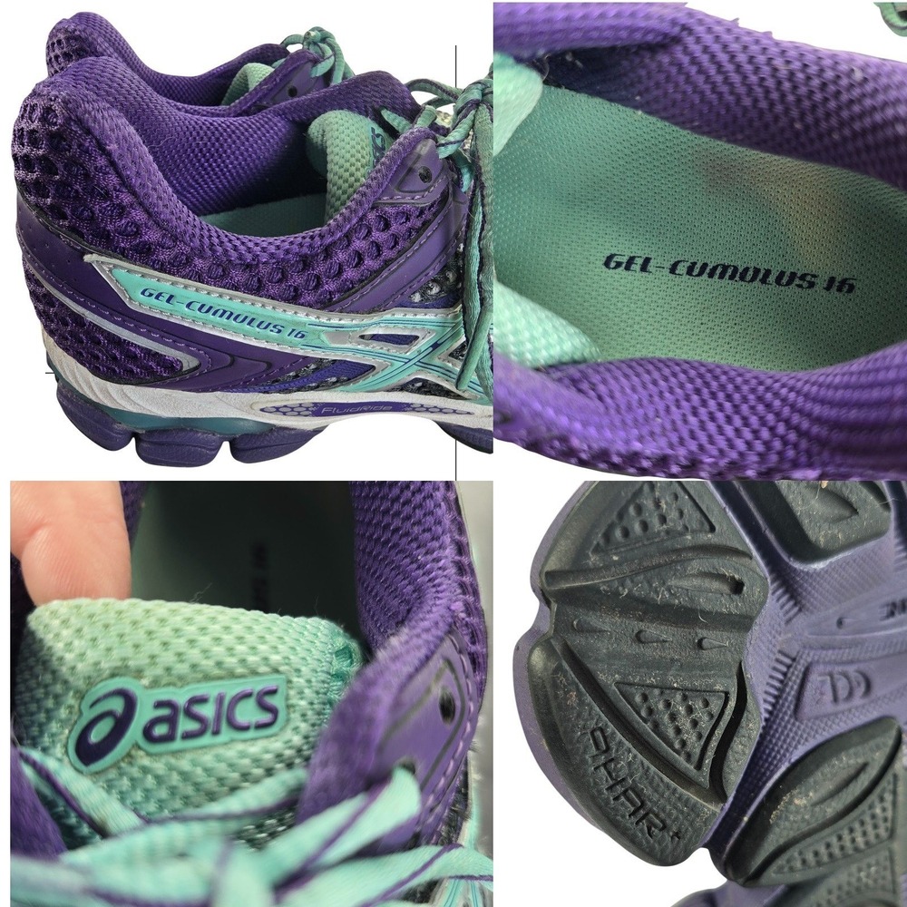 ASICS GEL Cumulus 16 Women's Size 8 Running Shoes Purple Teal Silver T489N - Picture 4 of 9